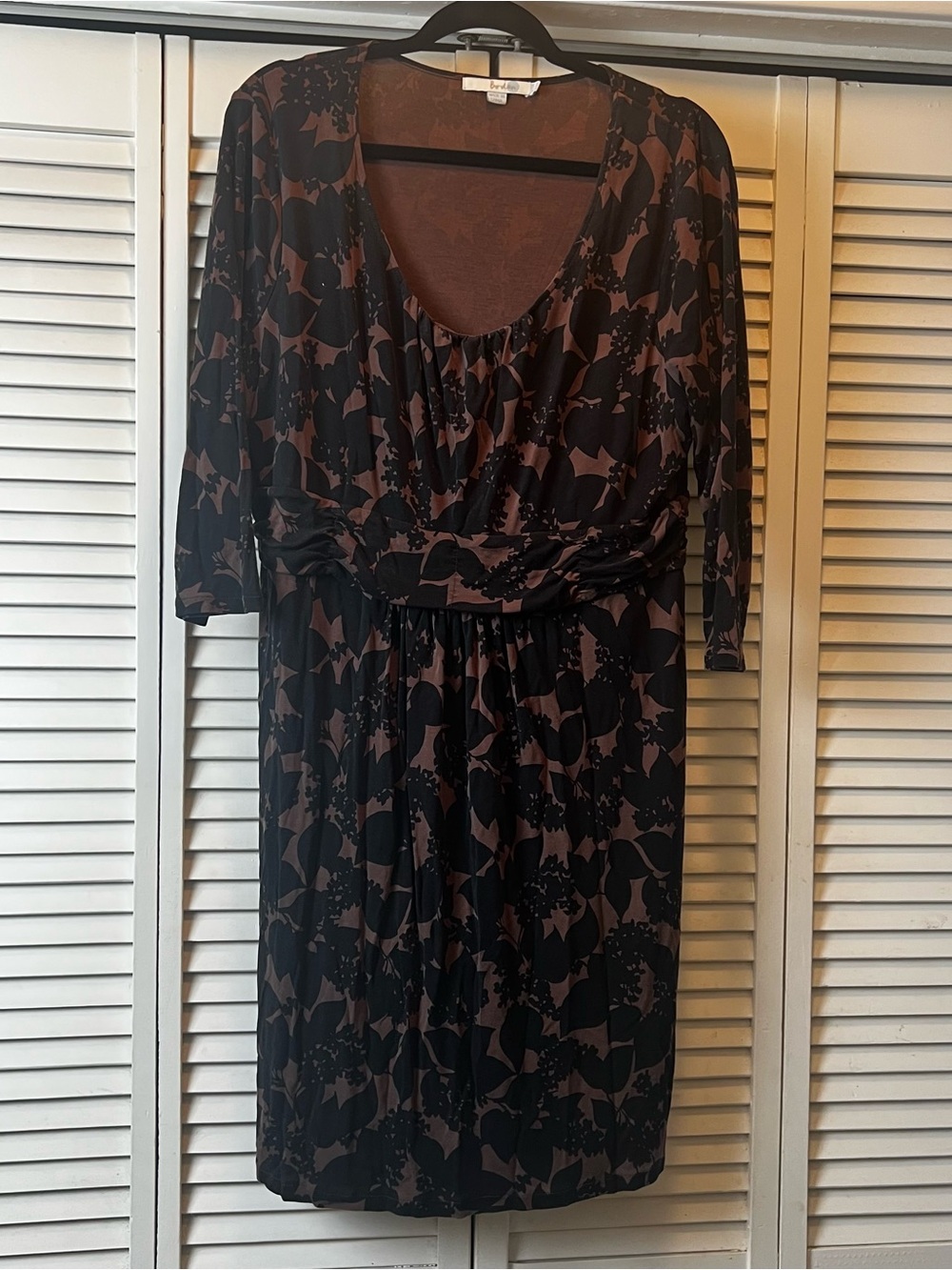 Boden Black & Brown Scoop-Neck Long Sleeve Dress